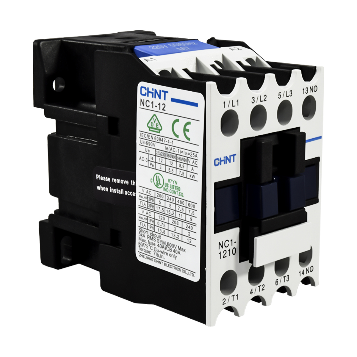 Contactor 12A AC3 220VAC UL | CHINT
