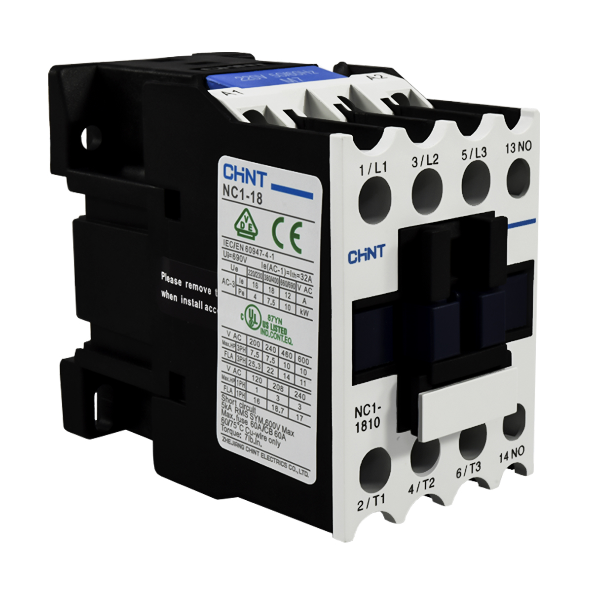 Contactor 18A AC3 220VAC UL | CHINT