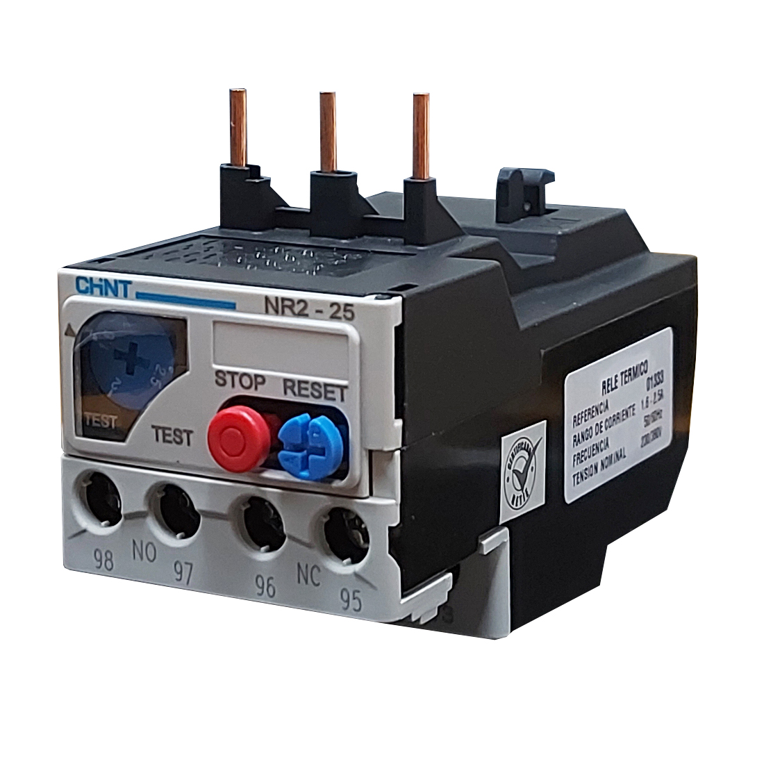 Relé Térmico CHINT 1,6 - 2,5A | Modelo NR2-25 Ingecom Eléctricos SAS