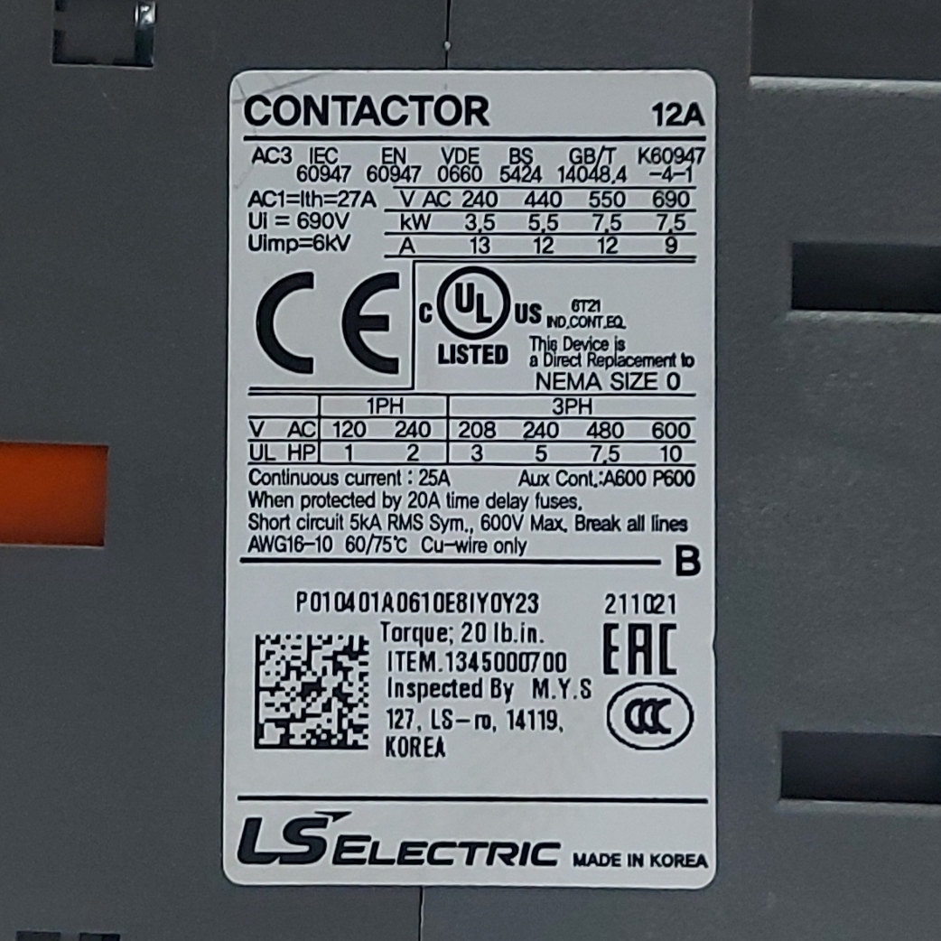 Contactor METASOL LS 12A 110V AC - Ingecom Eléctricos SAS