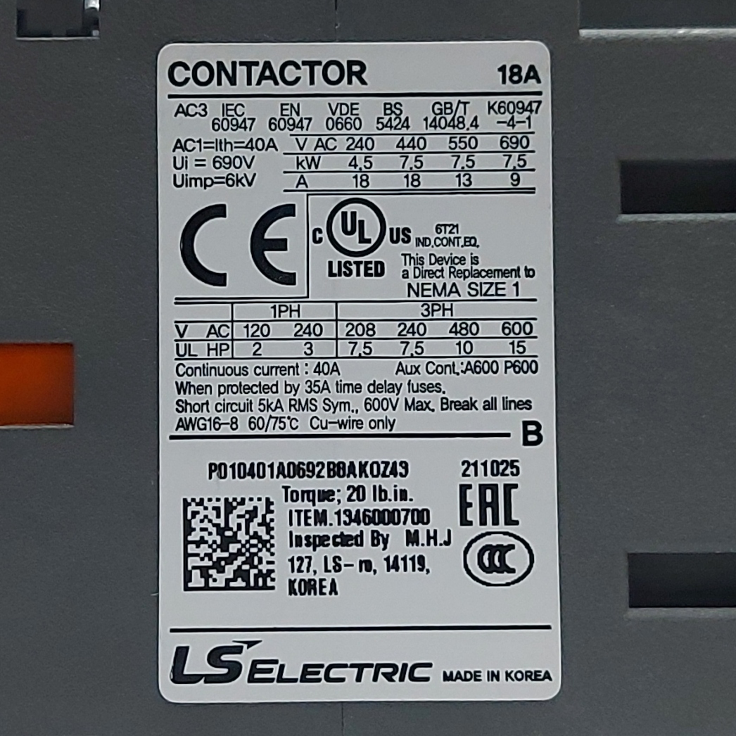 Contactor METASOL LS 18A 110V AC - Ingecom Eléctricos SAS