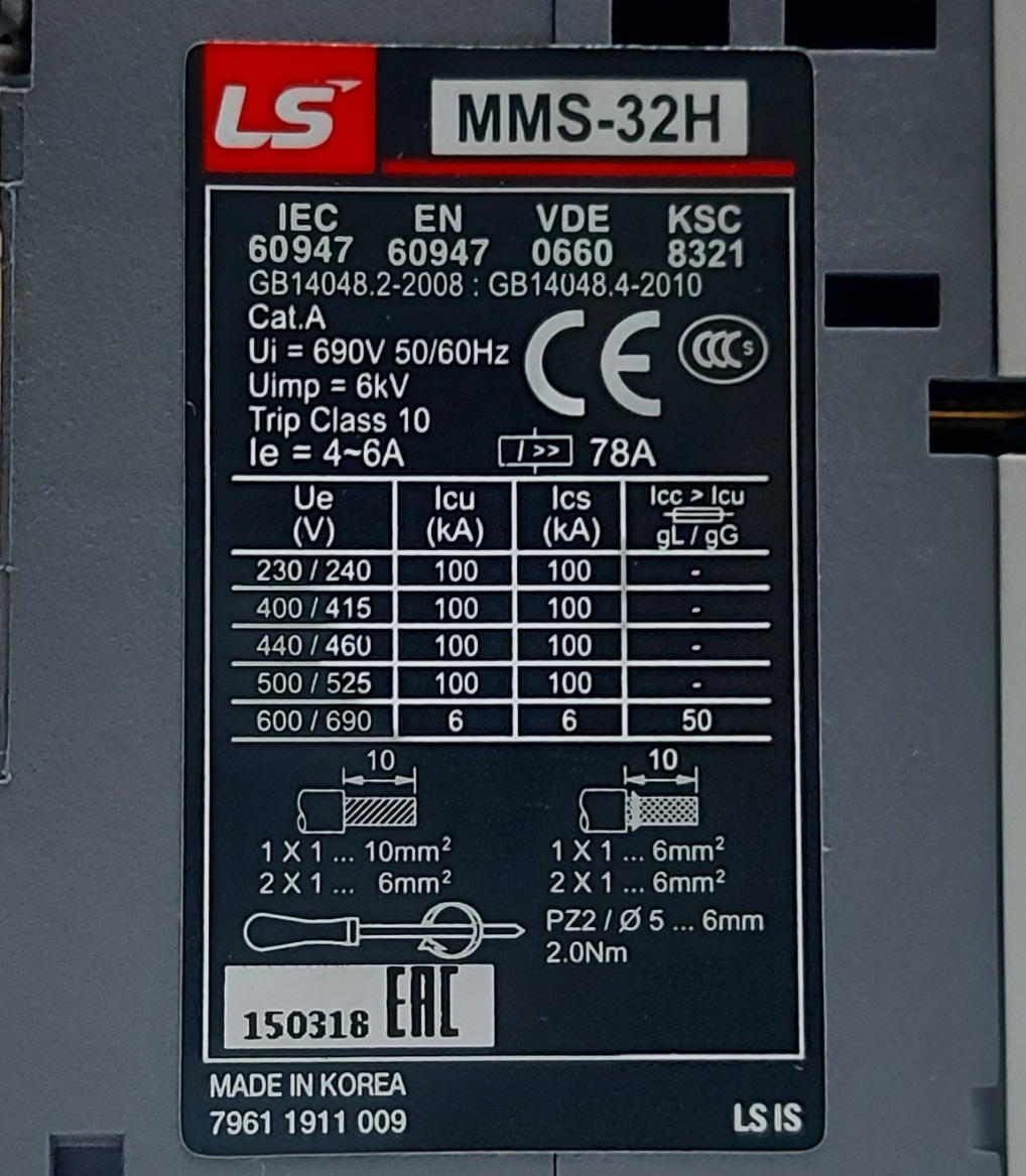 Guardamotor LS MMS-32H (4-6A) Tipo Giratorio - Ingecom Eléctricos SAS