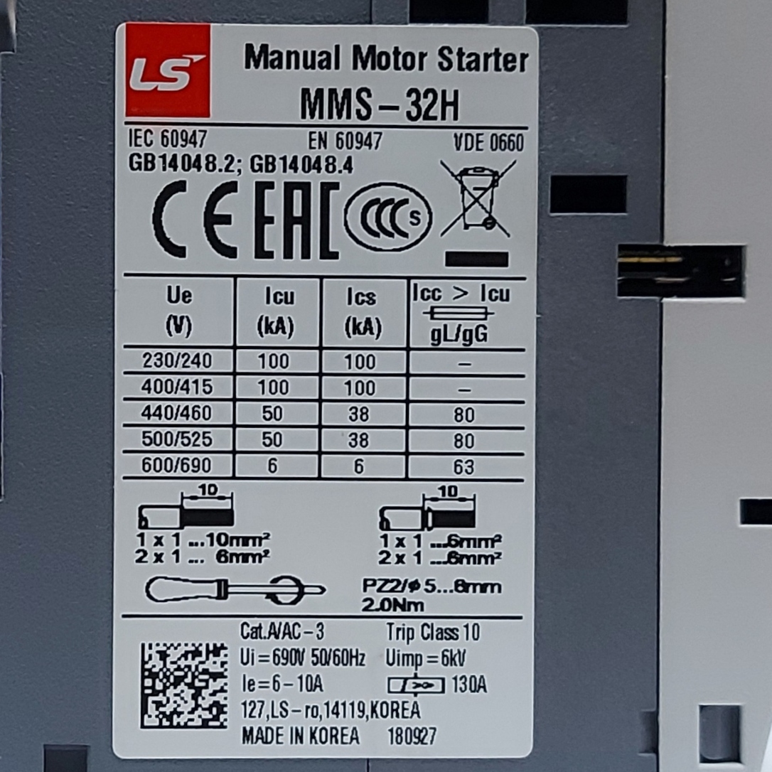 Guardamotor LS MMS-32H (6-10A) Tipo Giratorio - Ingecom Eléctricos SAS