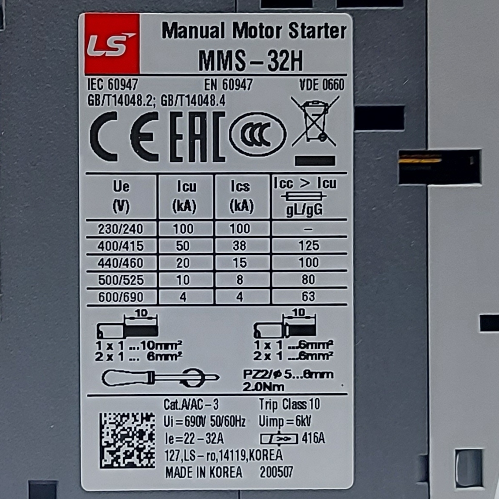 Guardamotor LS MMS-32H (22-32A) Tipo Giratorio - Ingecom Eléctricos SAS