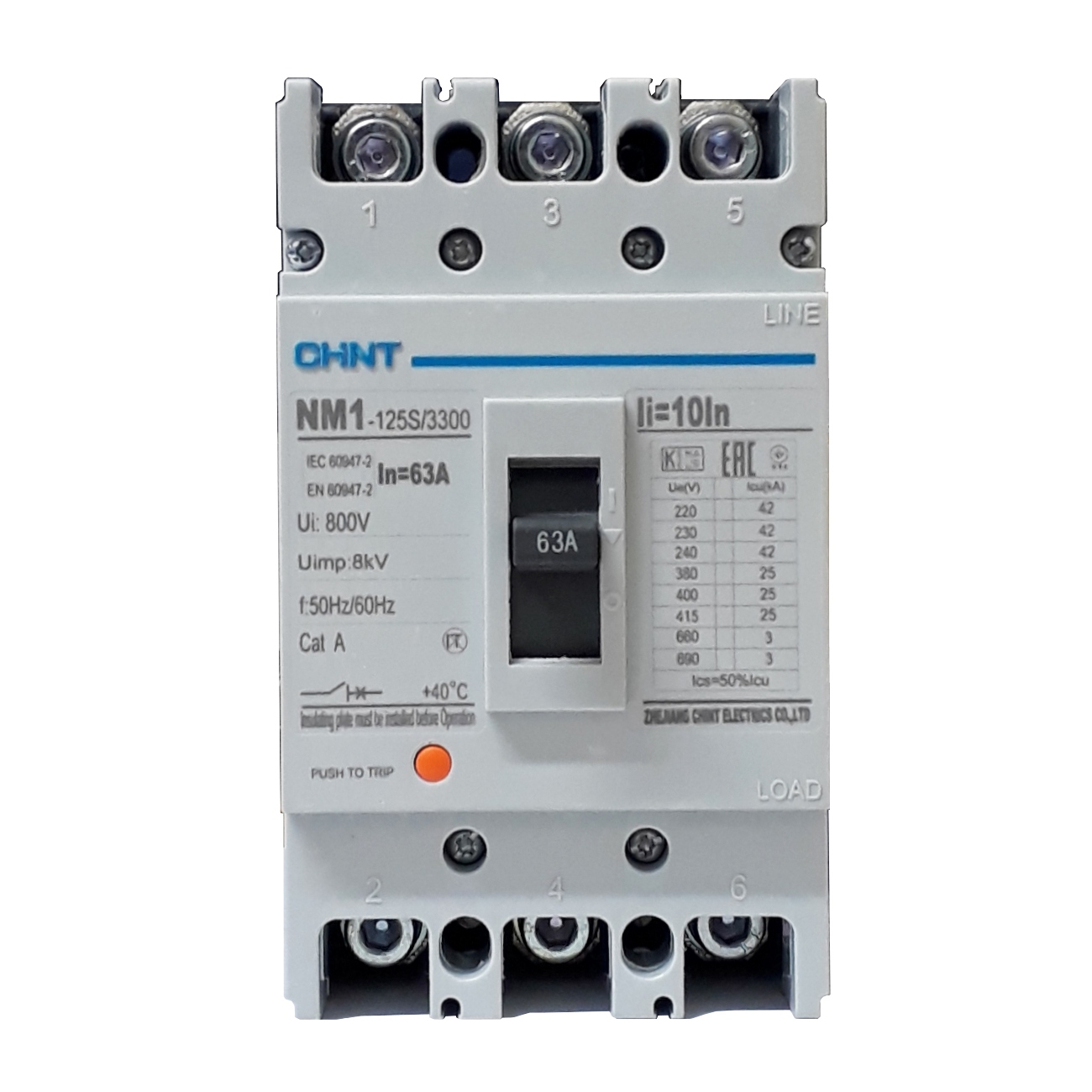 Breaker Industrial Trifásico Chint 63A