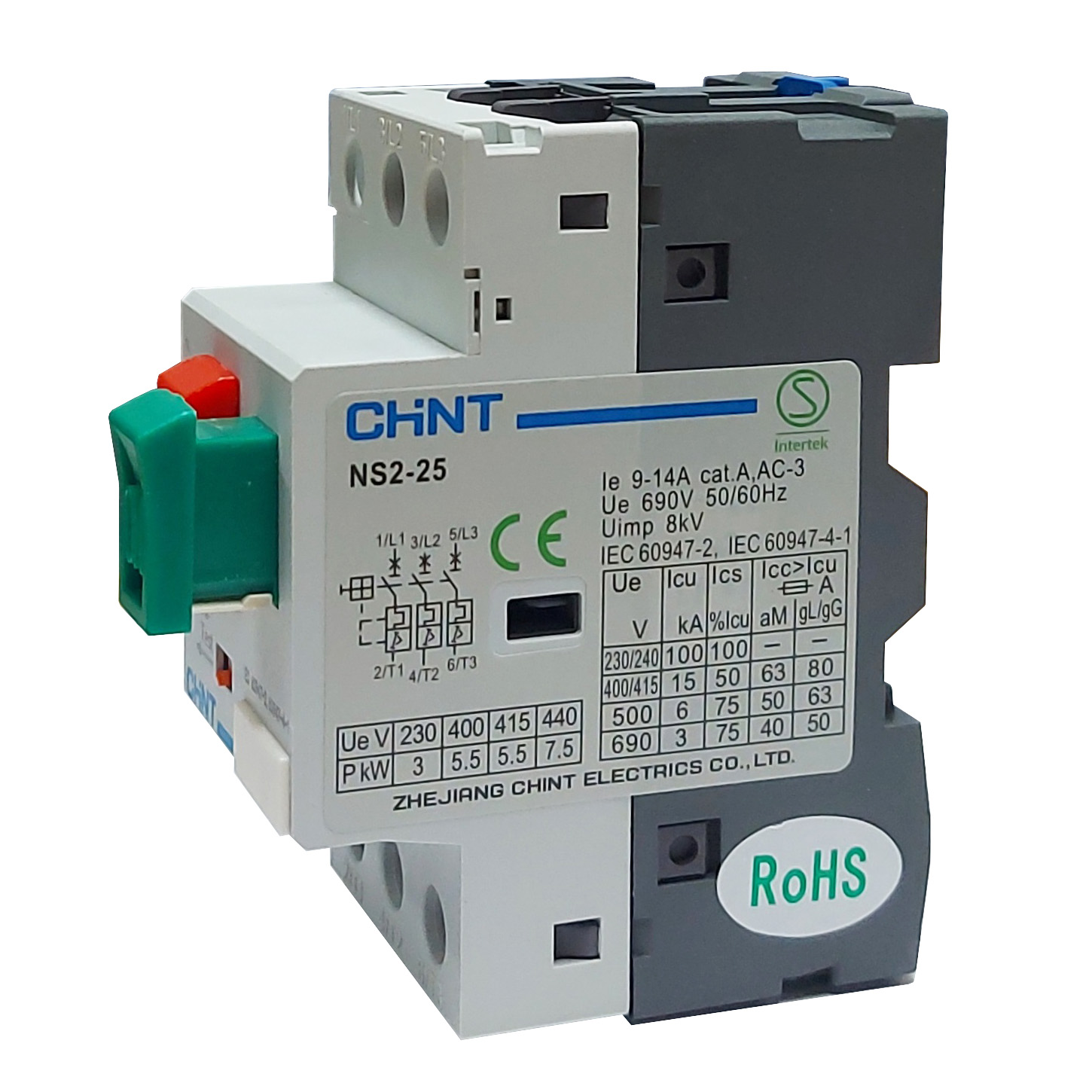 Guardamotor CHINT (9-14A) Tipo Pulsador - NSR2-25 - Ingecom Eléctricos SAS