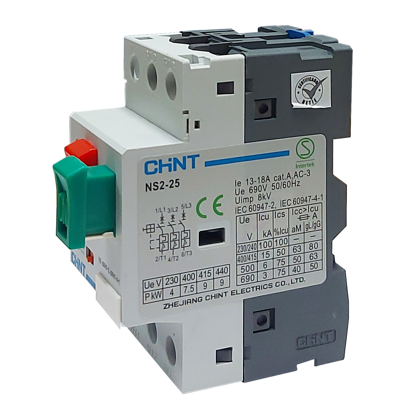 Guardamotor CHINT (13-18A) Tipo Pulsador - NSR2-25 - Ingecom Eléctricos SAS