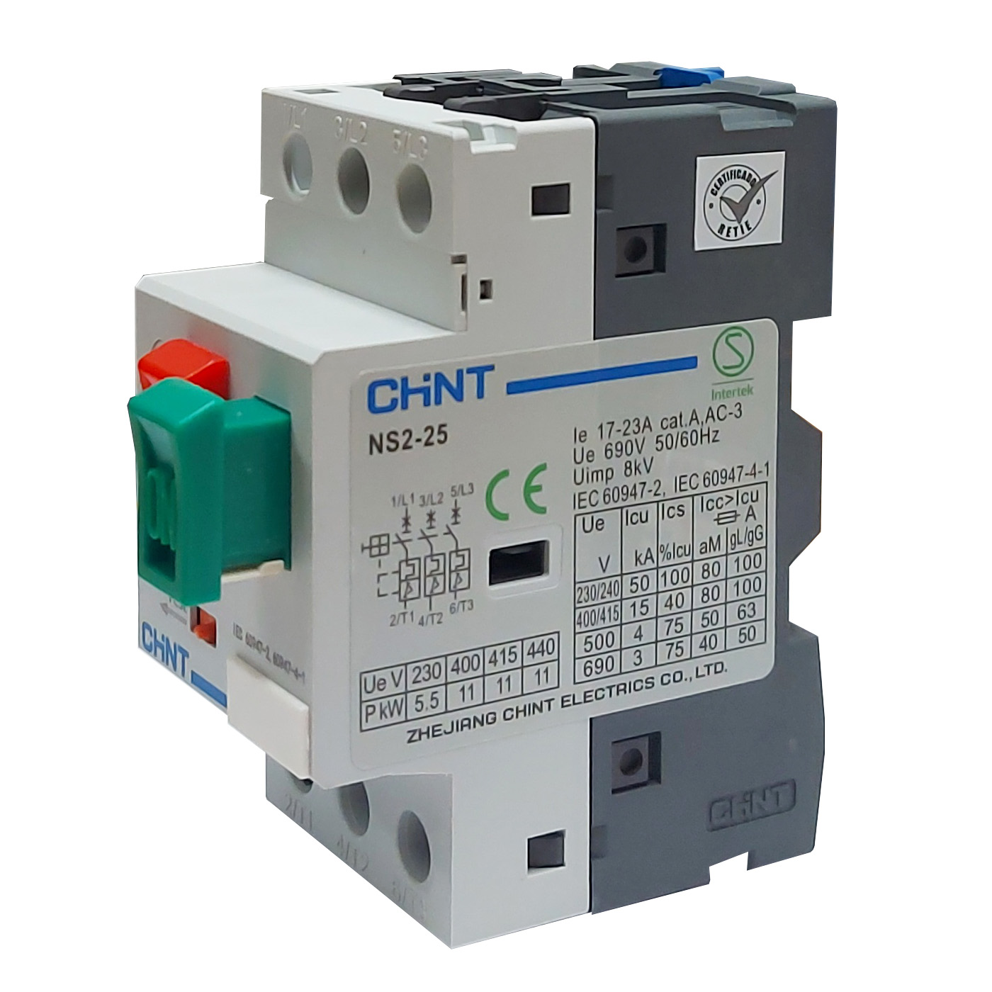 Guardamotor CHINT (17-23A) Tipo Pulsador - NSR2-25 - Ingecom Eléctricos SAS