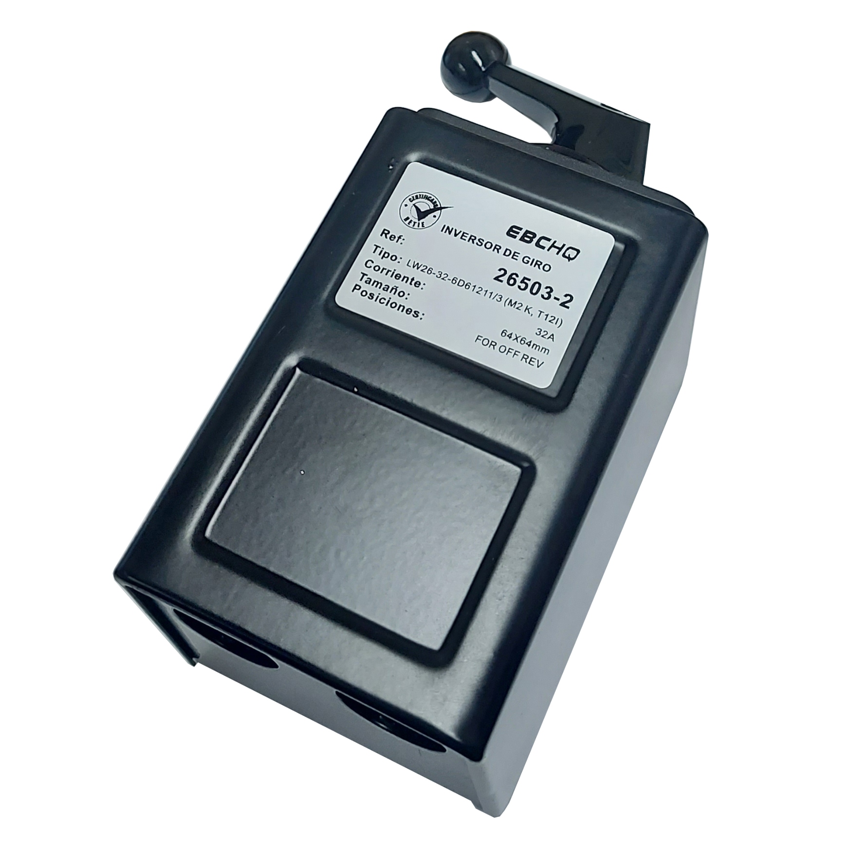 Inversor de Giro de Caja Metálica con Palanca Larga 3x32A (FOR-OFF-REV) | EBCHQ - Ingecom Eléctricos SAS