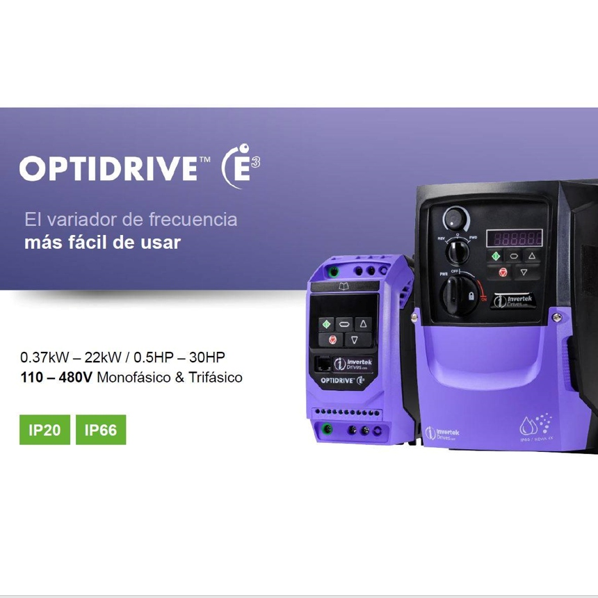 Variador Invertek E3 / 25 HP / 39 Amp / Entrada: 440V AC / Salida: 440V AC