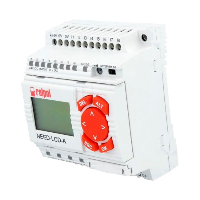 Relé Programable Relpol con Display / 8 In (6 dig+2 análog) / 4 Out Relé / 24VDC