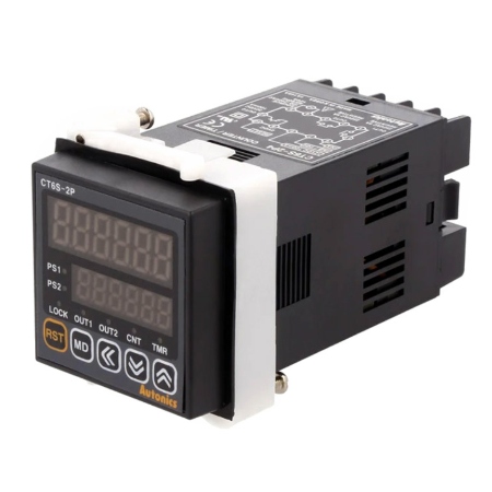Contador / Temporizador 6 Dígitos | Salida 2 x Relé | 48x48mm | 110-220V AC Autonics