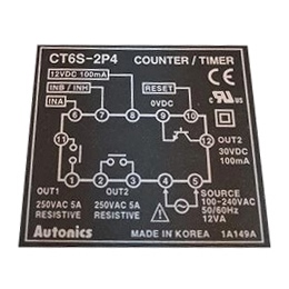 Contador / Temporizador 6 Dígitos | Salida 2 x Relé | 48x48mm | 110-220V AC Autonics