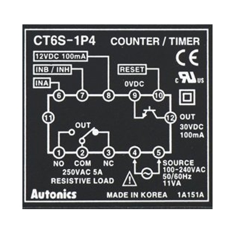 Contador / Temporizador 6 Dígitos | Salida Relé | 48x48mm | 110-220V AC Autonics