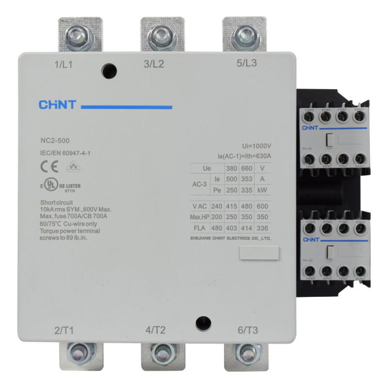 Contactor 500A AC3 220VAC VDE 2NA+2NC | CHINT - Imagen 2