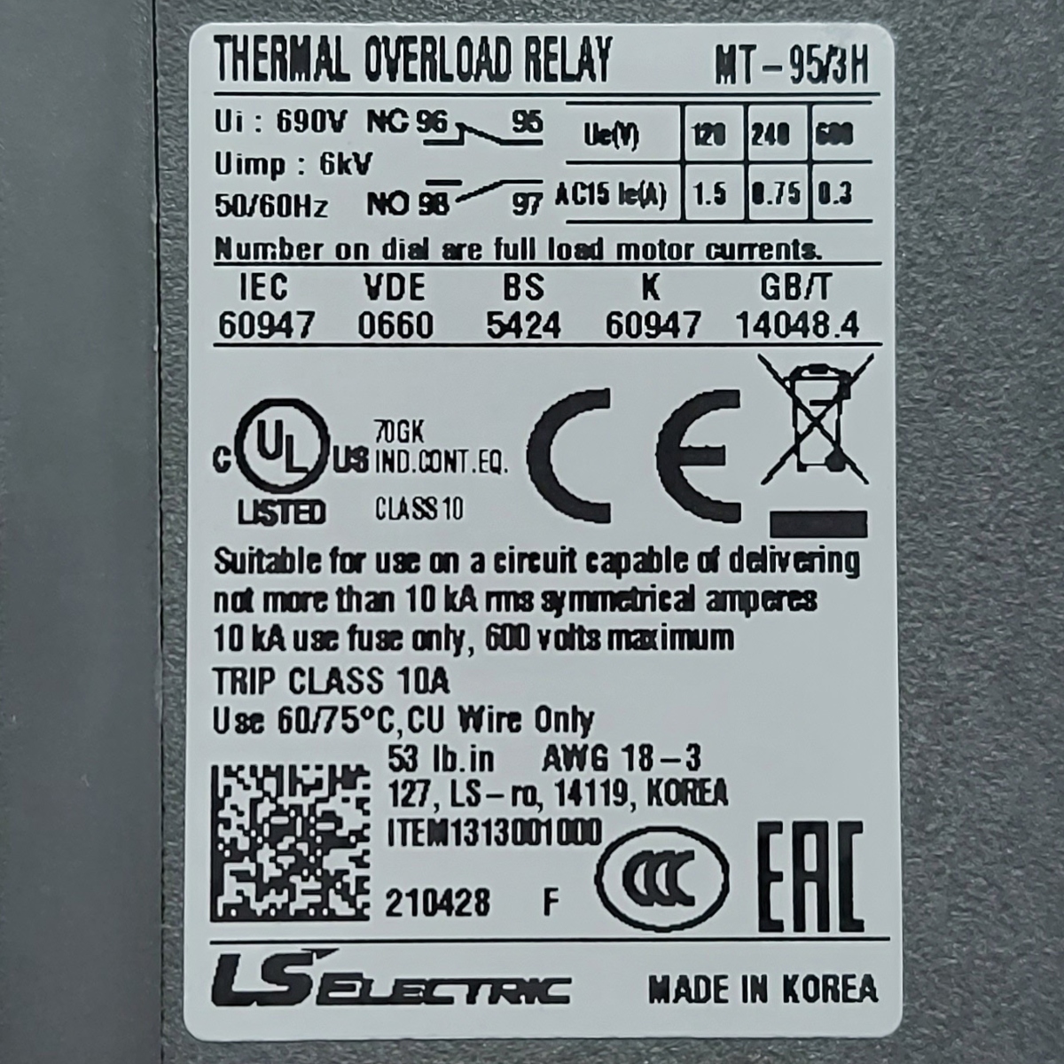 Relé Térmico LS 54 - 75A | Modelo MT-95 - Ingecom Eléctricos SAS