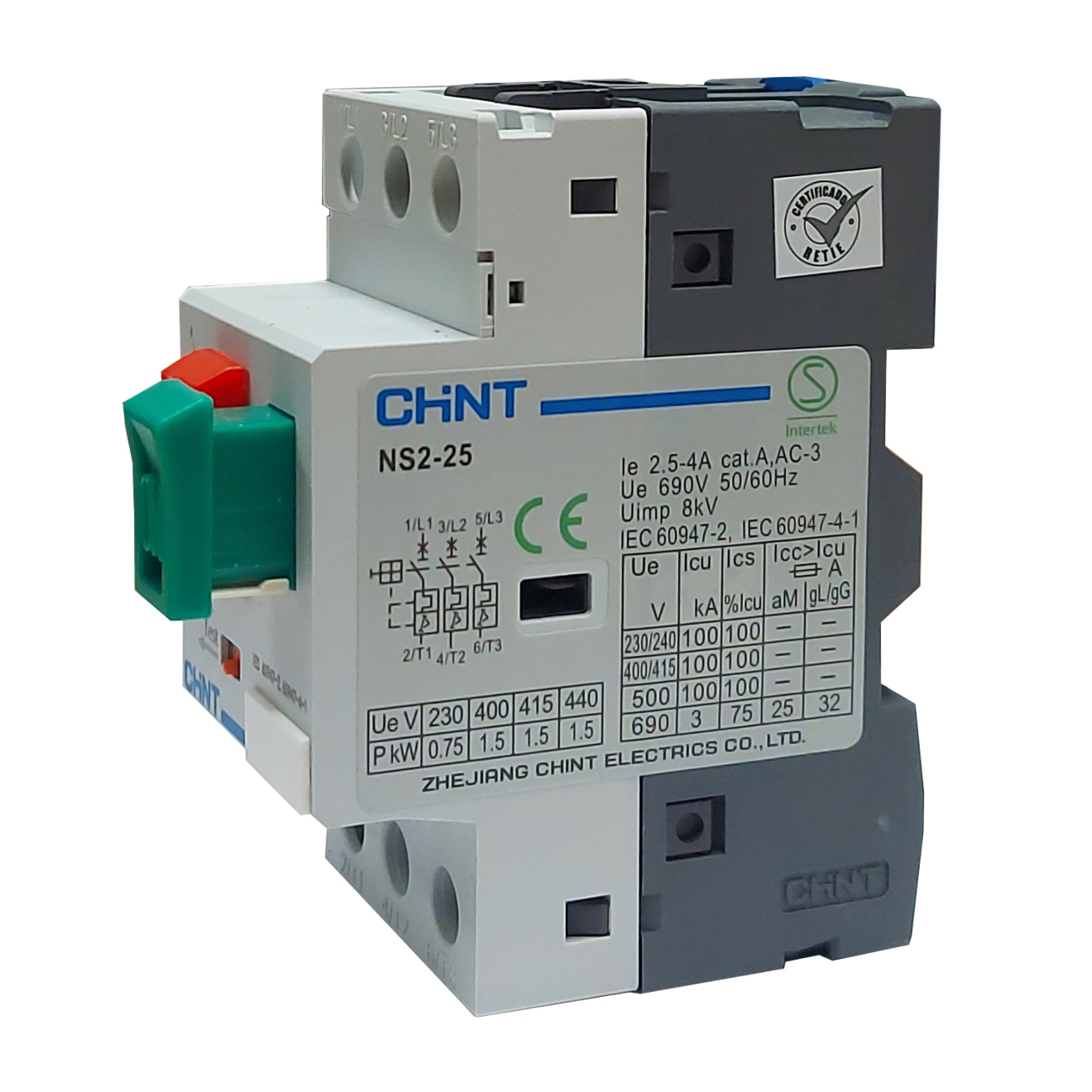 Guardamotor CHINT (2,5 - 4A) Tipo Pulsador - NSR2-25 - Ingecom Eléctricos SAS