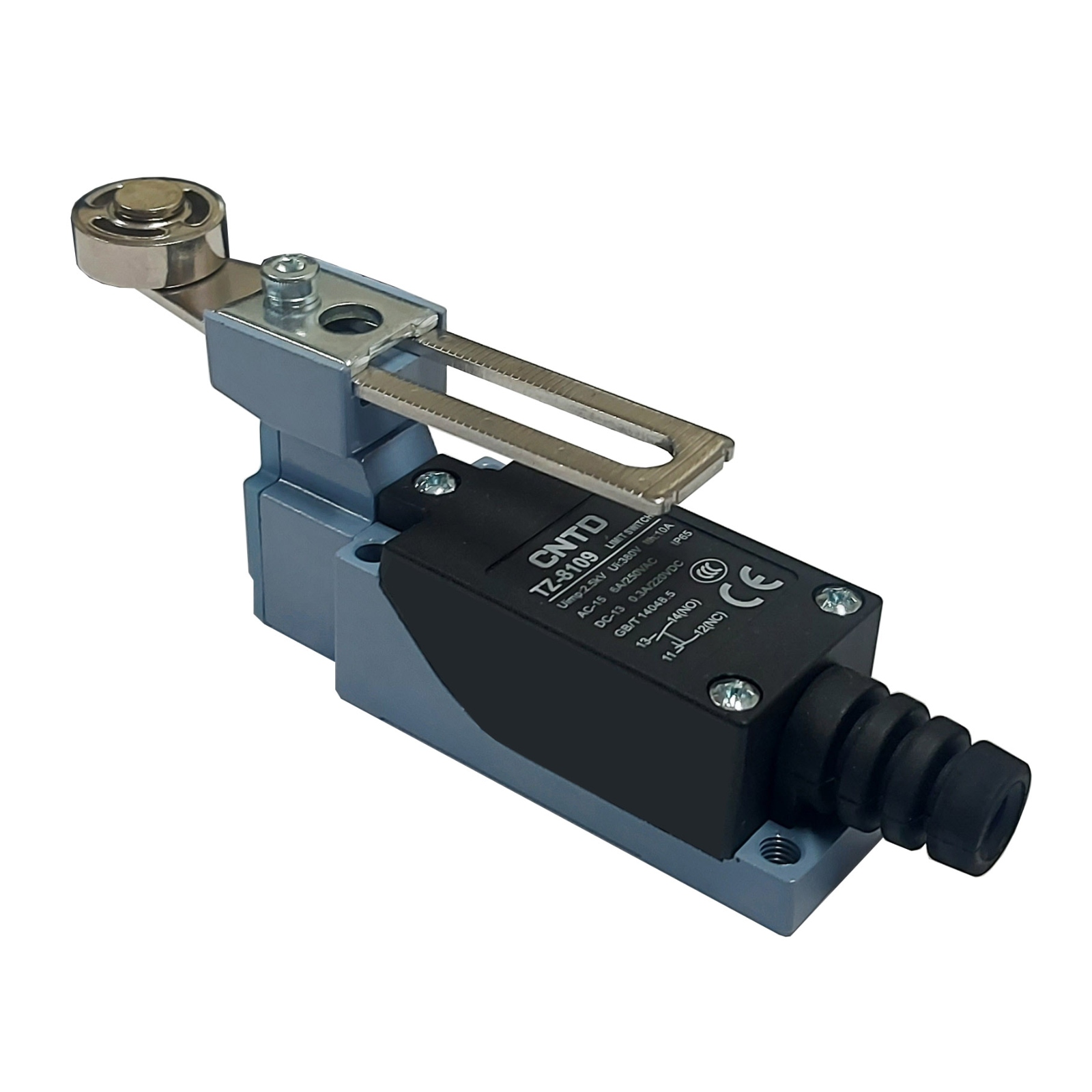 Final de Carrera Metálico de Palanca Metálica Ajustable y Roldana Metálica CNTD | TZ-8109 - Ingecom Eléctricos SAS