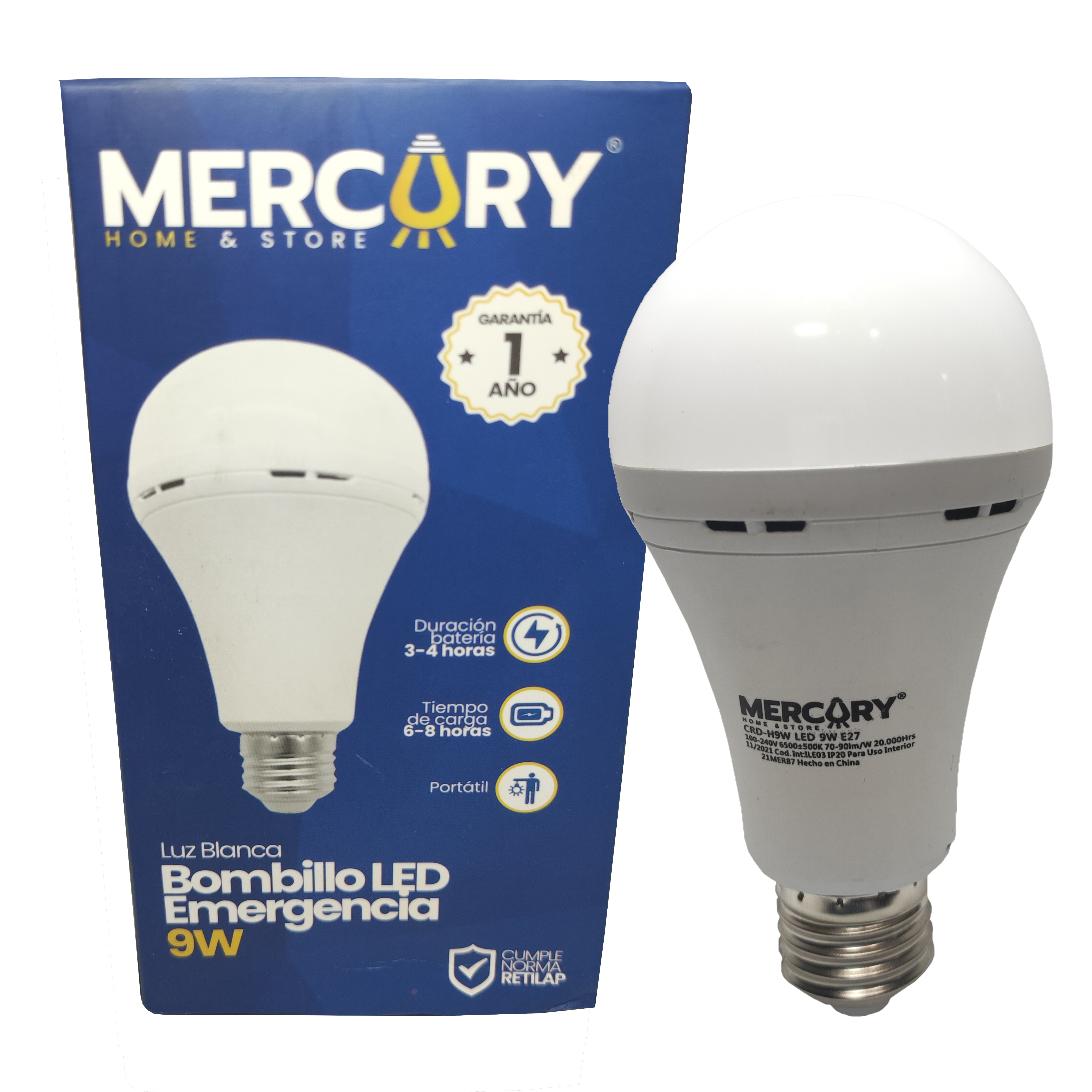 BOMBILLO LED EMERGENCIA 9W MERCURY