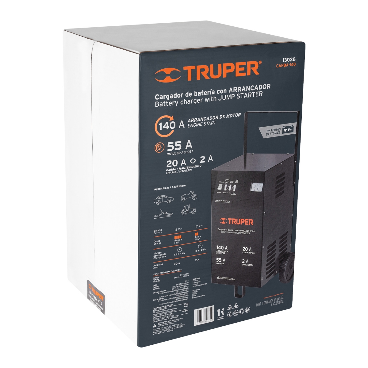 Cargador de baterias 12V 140A TRUPER