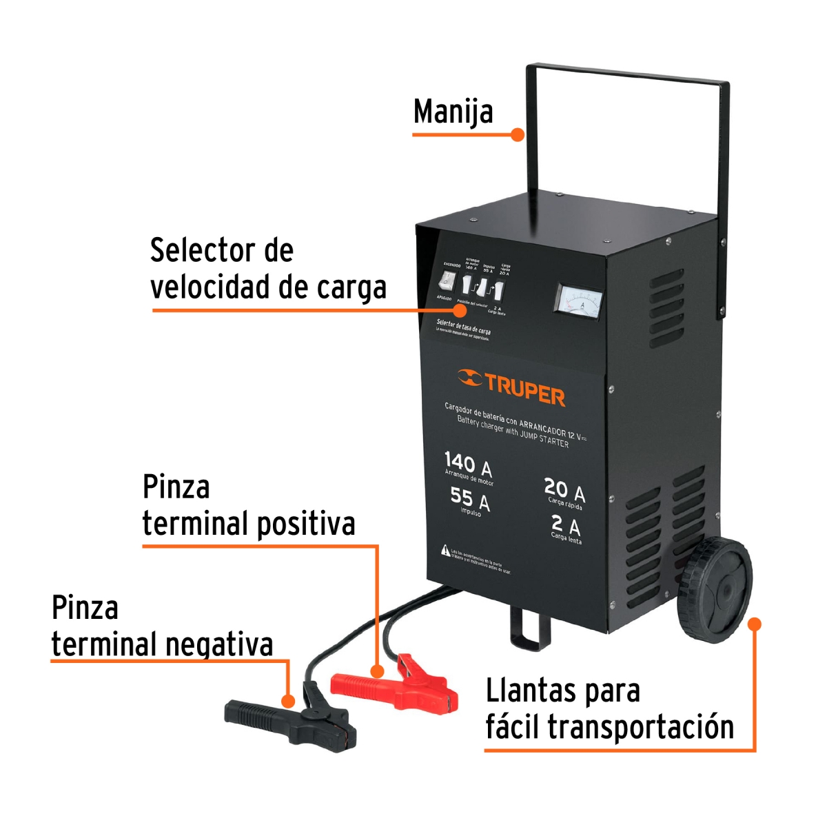 Cargador de baterias 12V 140A TRUPER