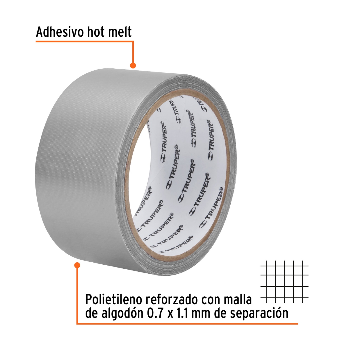 Cinta para ducto 10m Gris TRUPER