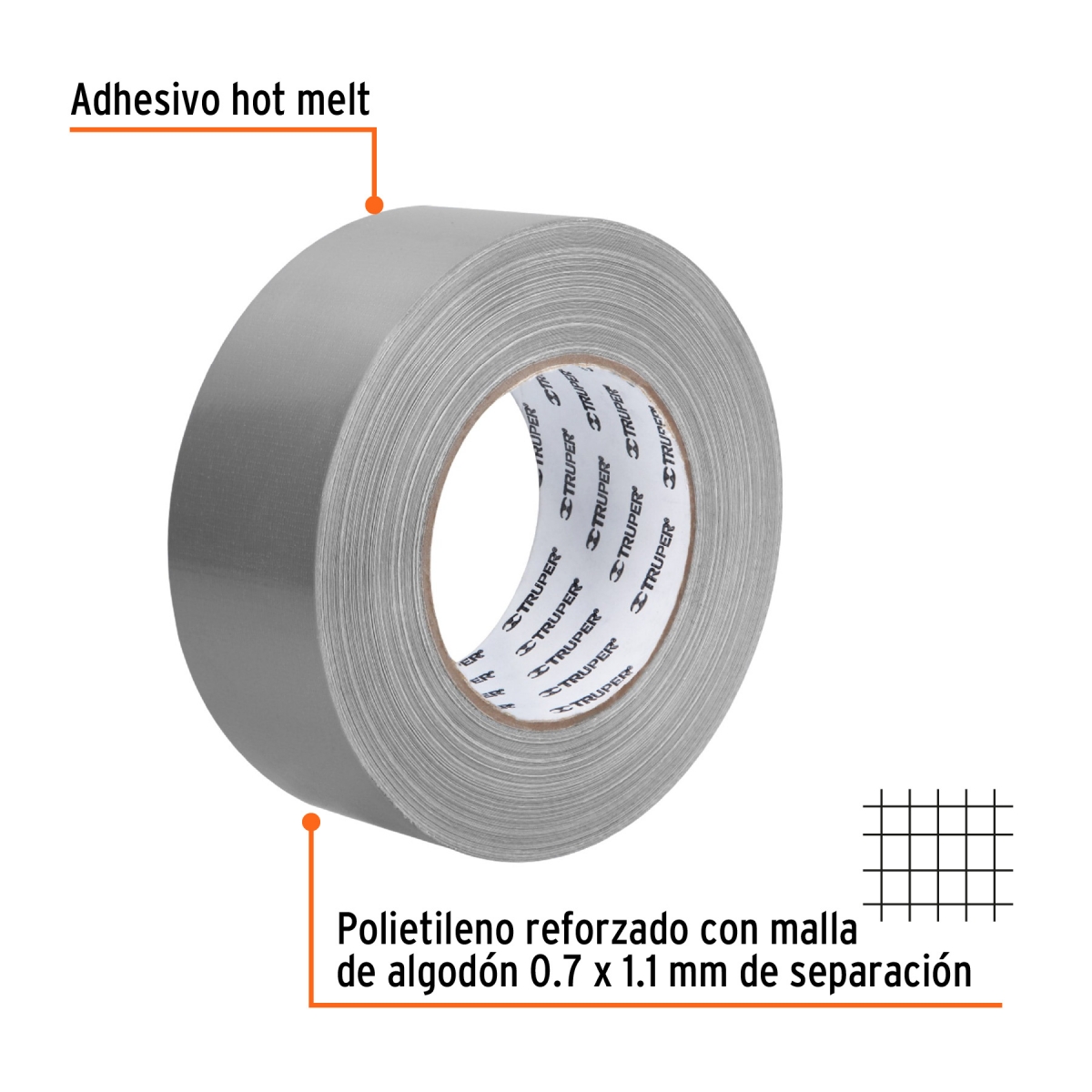 Cinta para ducto 50m Gris TRUPER