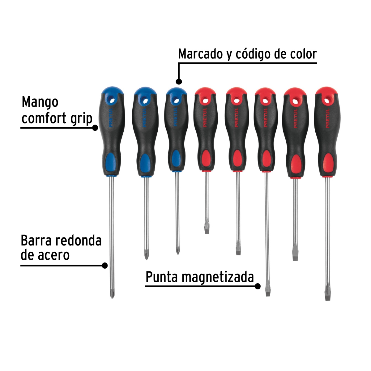 Juego de 8 Destornilladores PRETUL
