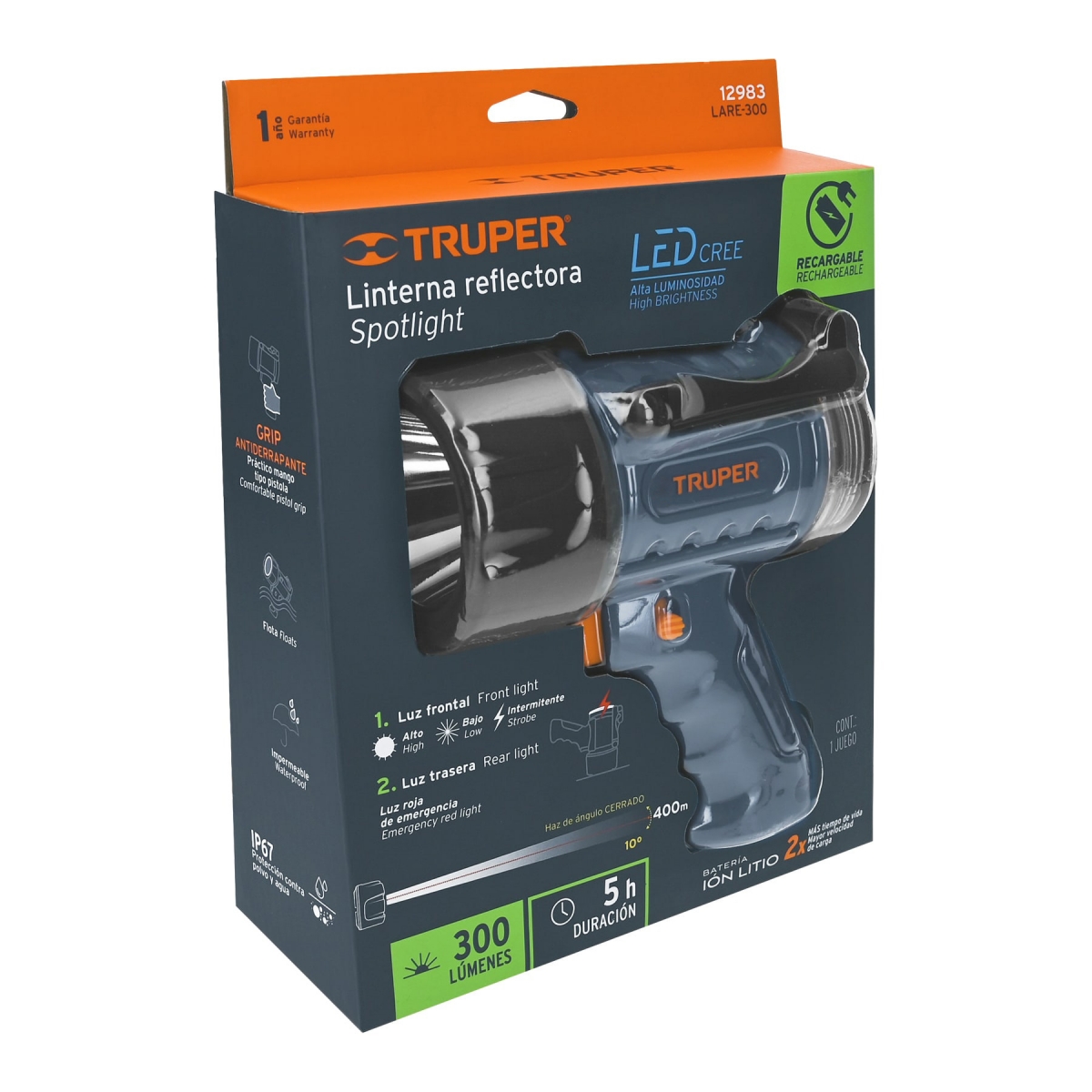 Lampara Plastica Reflectora 300lm TRUPER