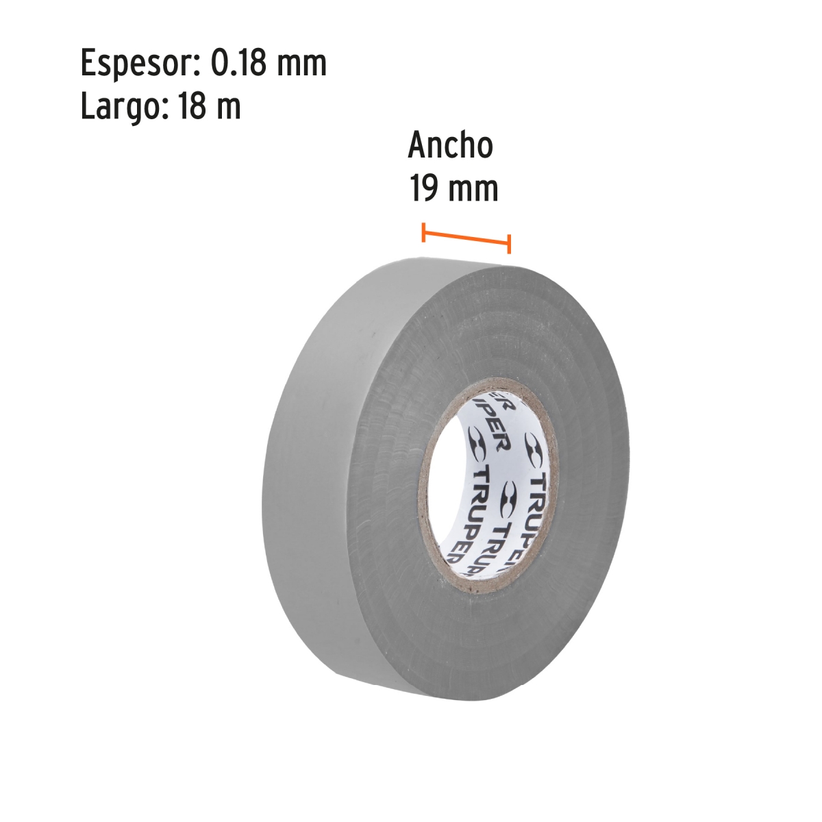 Cinta de Aislar Gris 18m TRUPER