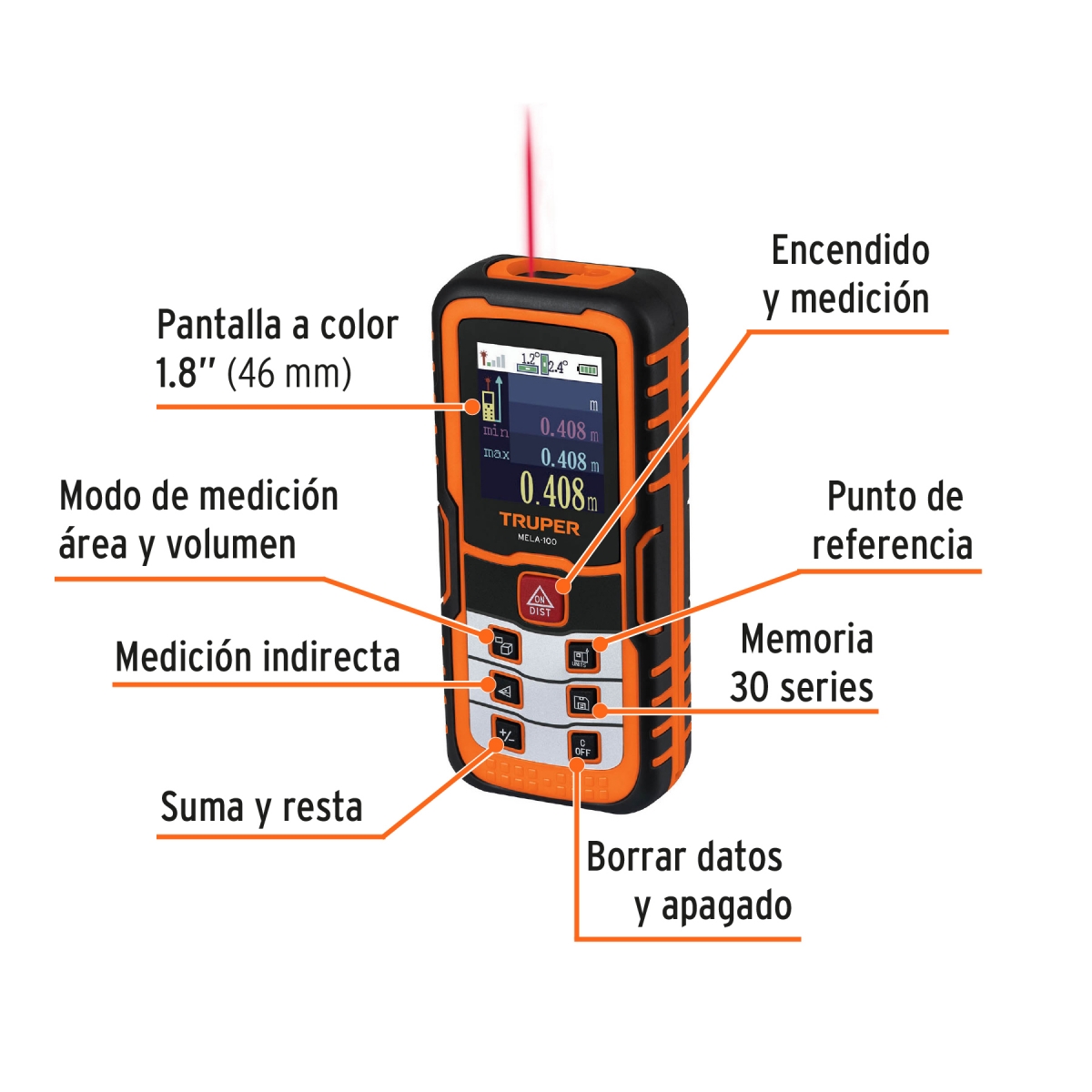 Medidor laser de distancia 100m TRUPER