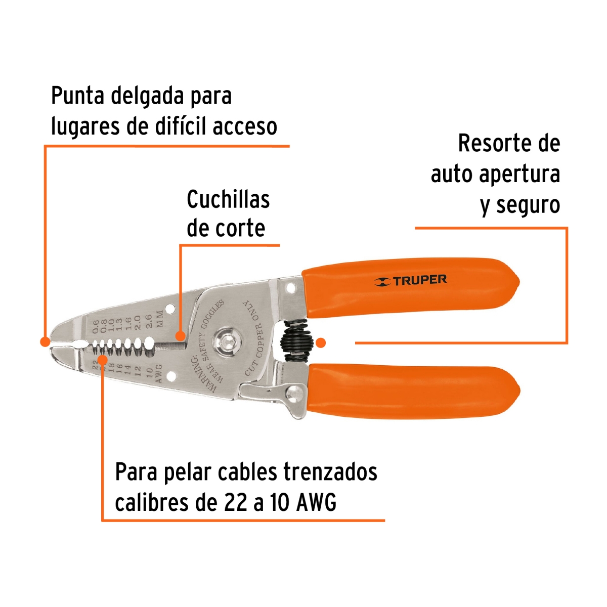 Alicate Pelacable 22-10AWG 6" TRUPER