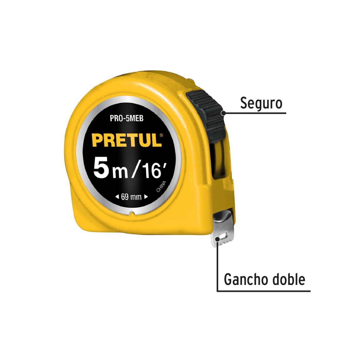 Flexómetro 5m PRETUL