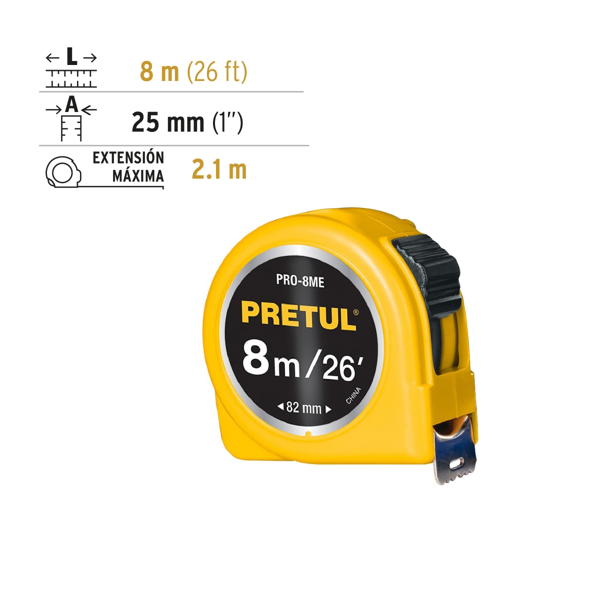 Flexometro 3m PRETUL