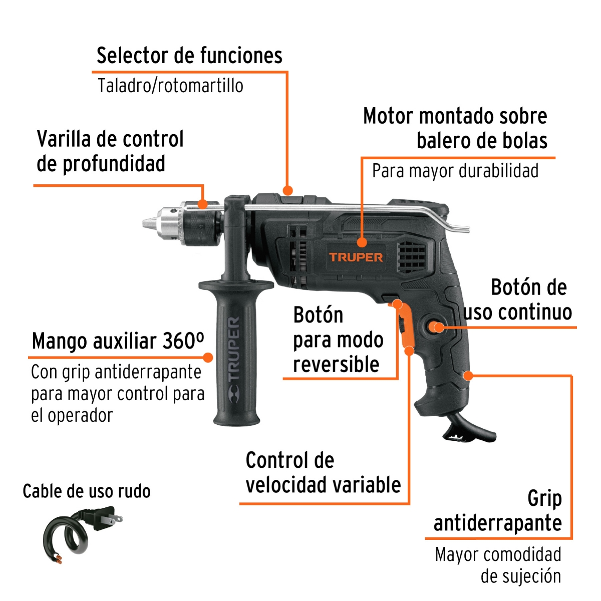 Taladro Percutor 1/2" 700W TRUPER EXPERT