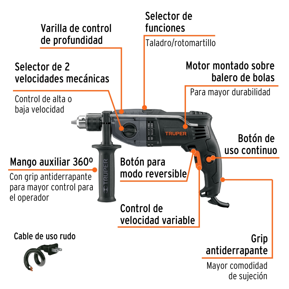 Taladro Percutor 1/2" 900W TRUPER EXPERT