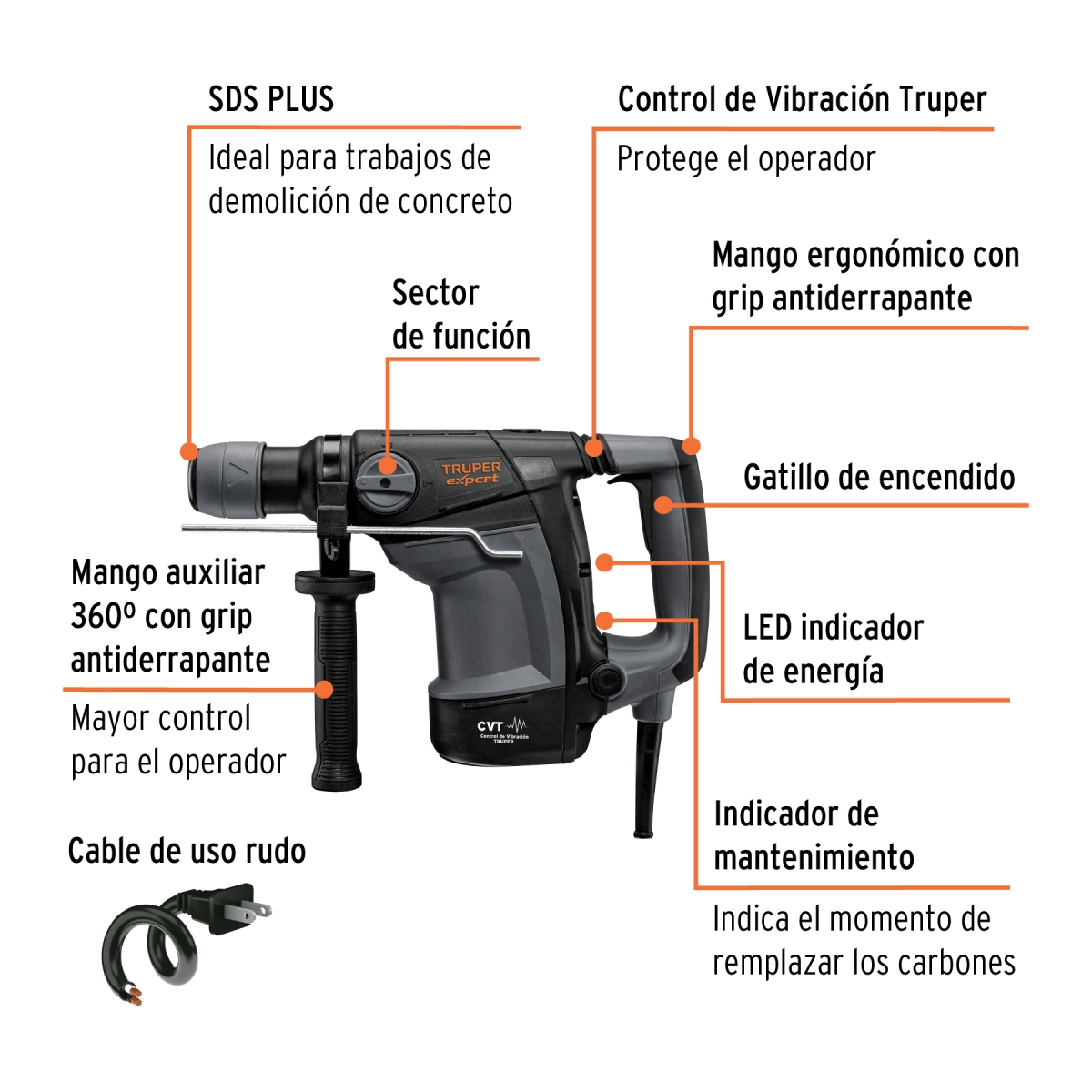 Taladro Percutor SDS PLUS 6J TRUPER EXPERT