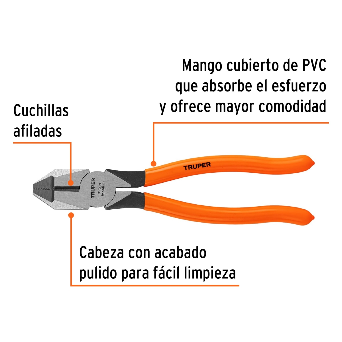 Alicate de Electricista Profesional Cabeza Cuadrada 8" TRUPER