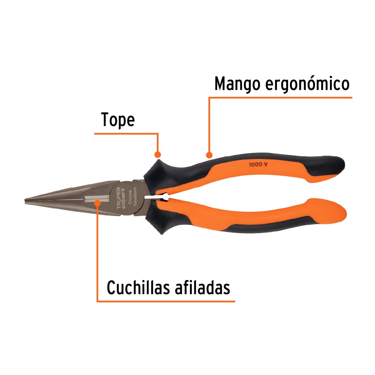 Alicate de Punta Larga Comfort Grip 8" TRUPER