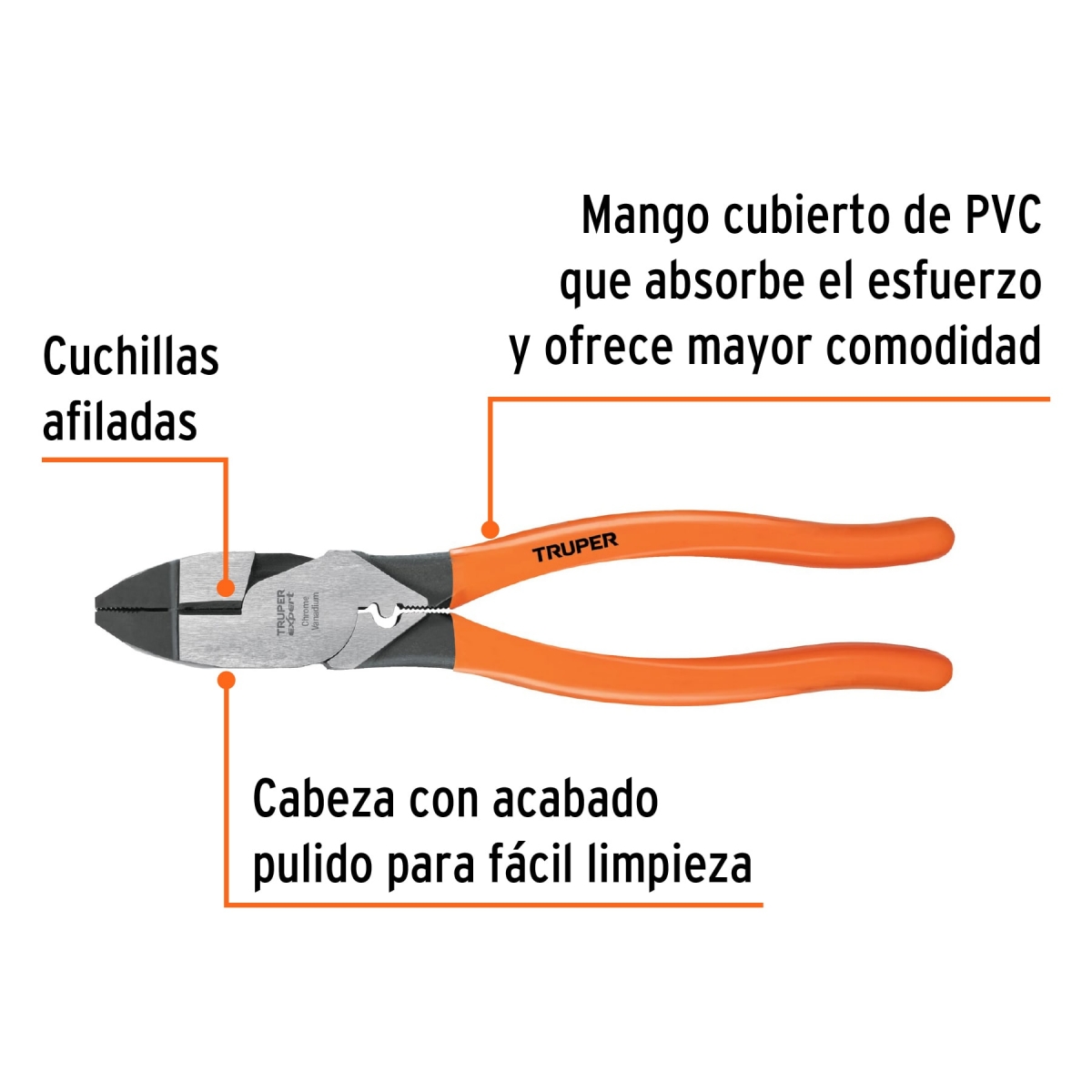 Alicate de Electricista Alta Palanca + Ponchador 9" TRUPER