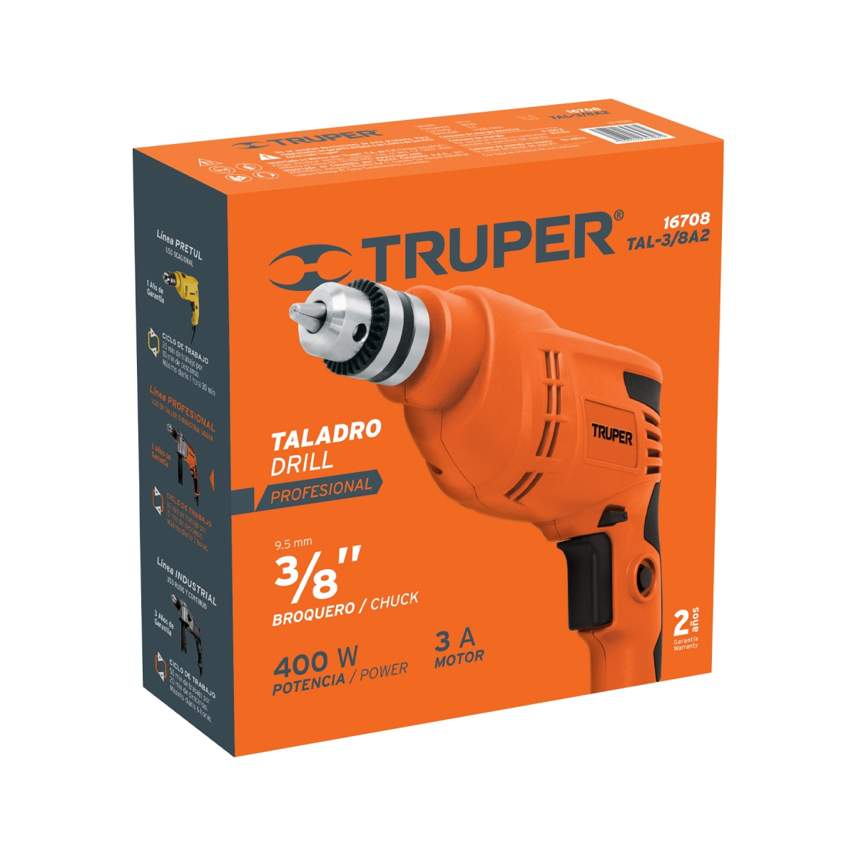 Taladro Profesional 3/8" 400W TRUPER