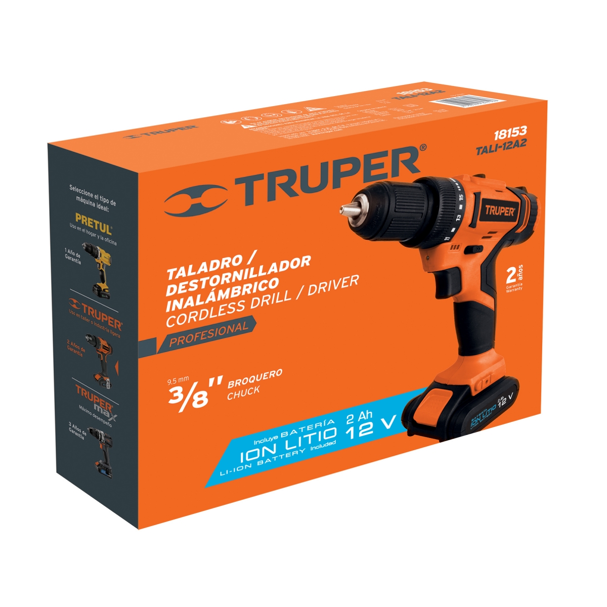 Taladro Profesional 3/8" 12V TRUPER