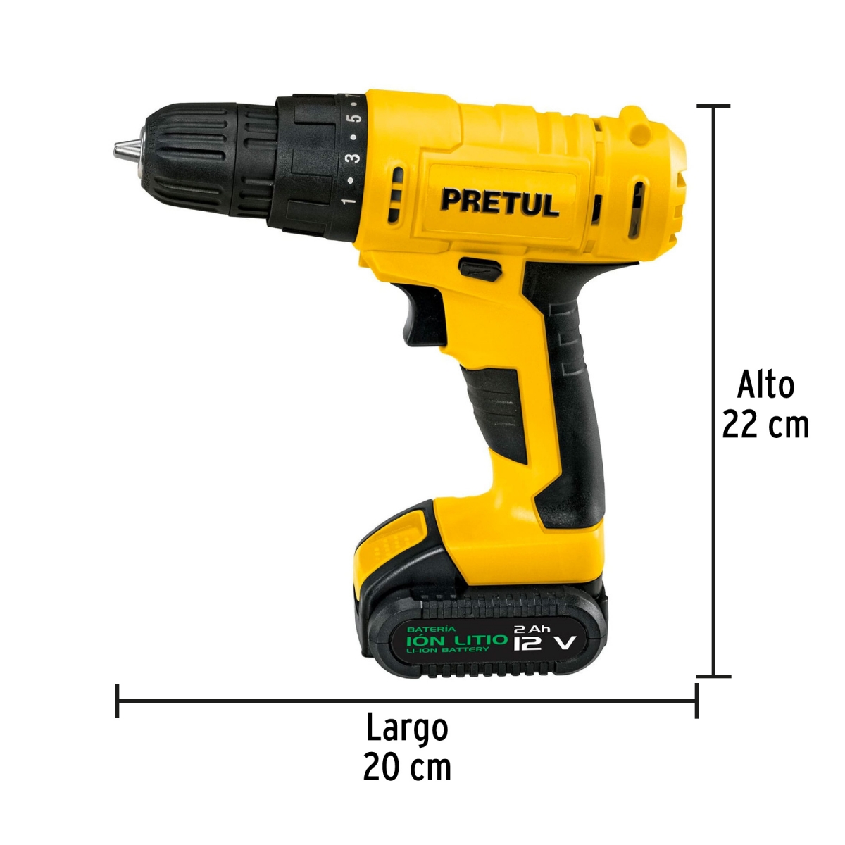 Taladro Percutor 3/8" 12V PRETUL