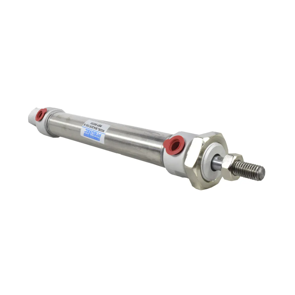 CILINDRO NEUMATICO REDONDO ACERO INOX CRA 100mm DIA 20mm 1/8" NPT PNEUTEC