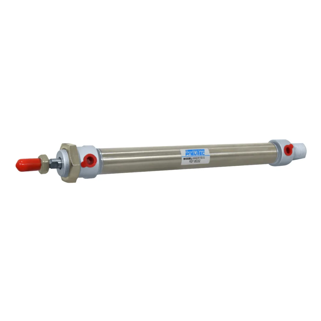CILINDRO NEUMATICO REDONDO ACERO INOX CRA 150mm DIA 20mm 1/8" NPT PNEUTEC