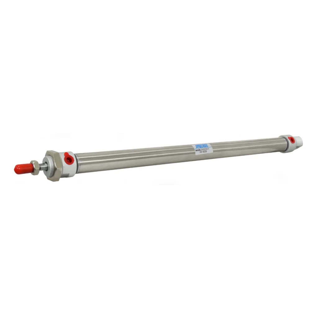 CILINDRO NEUMATICO REDONDO ACERO INOX CRA 300mm DIA 20mm 1/8" NPT PNEUTEC