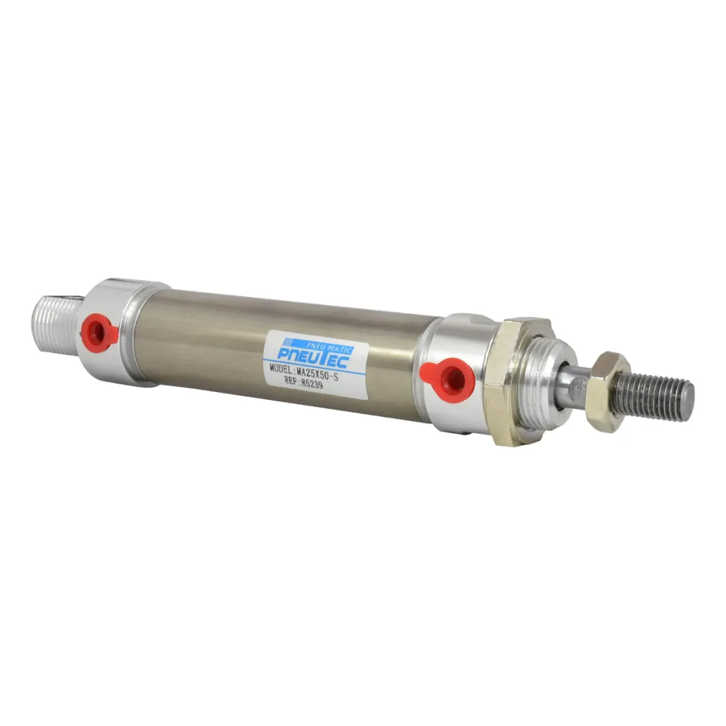 CILINDRO NEUMATICO REDONDO ACERO INOX CRA 50mm DIA 25mm 1/8" NPT PNEUTEC