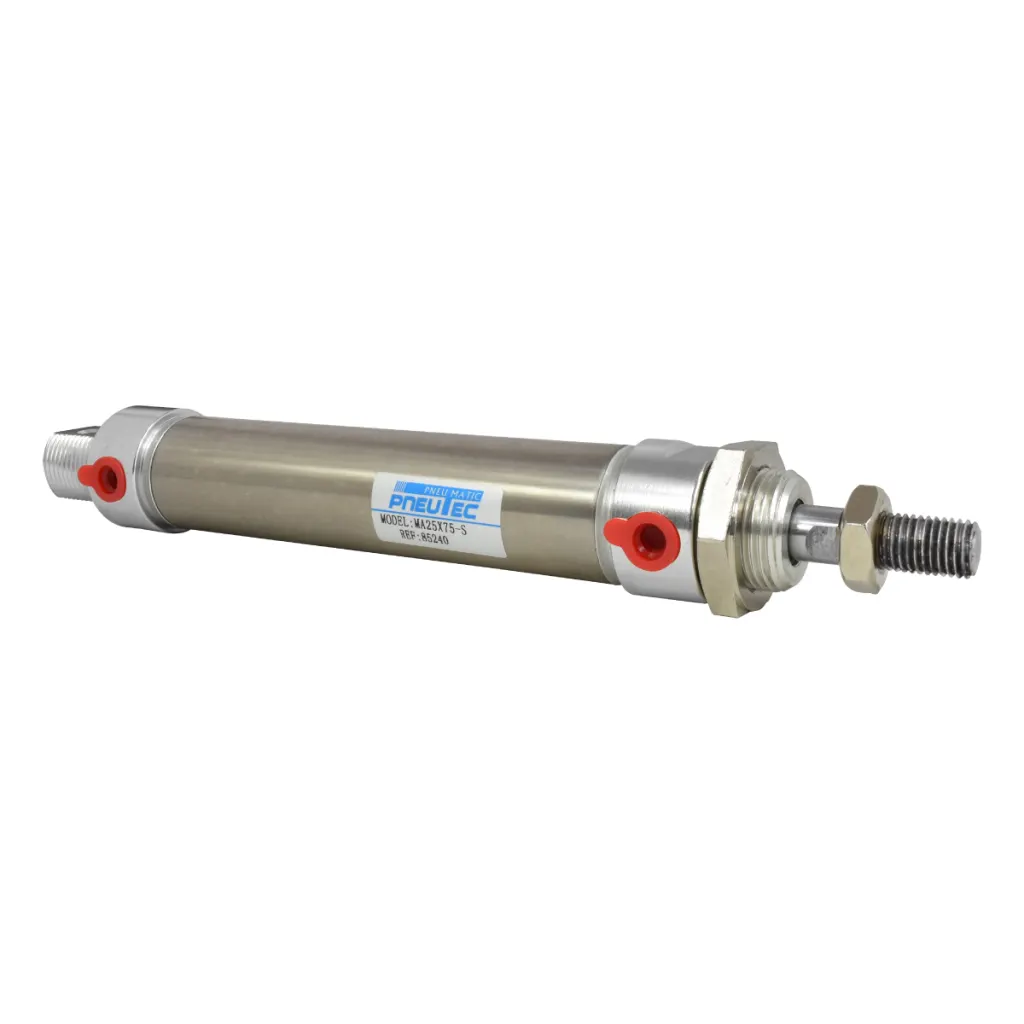 CILINDRO NEUMATICO REDONDO ACERO INOX CRA 75mm DIA 25mm 1/8" NPT PNEUTEC