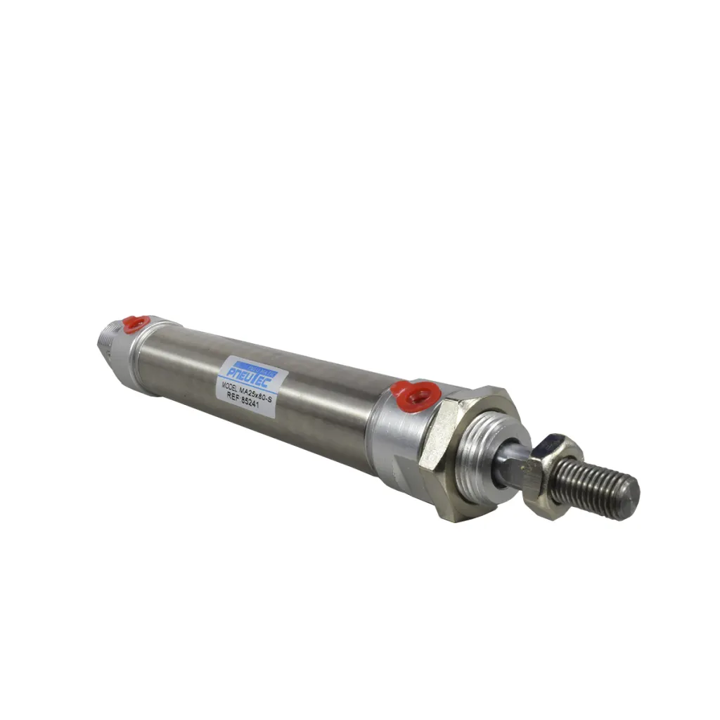 CILINDRO NEUMATICO REDONDO ACERO INOX CRA 80mm DIA 25mm 1/8" NPT PNEUTEC