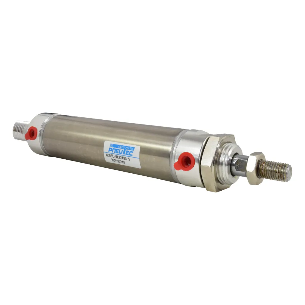 CILINDRO NEUMATICO REDONDO ACERO INOX CRA 80mm DIA 32mm 1/8" NPT PNEUTEC